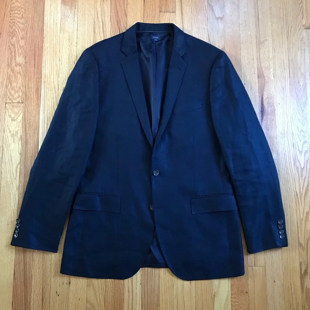 J. Crew Ludlow Irish Linen Men's Navy Two-Button Sport Coat 42L